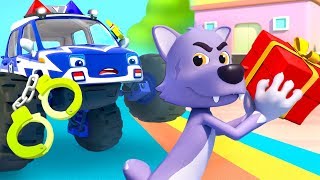 police truck chases big bad wolf police cartoon nursery rhymes kids songs babybus