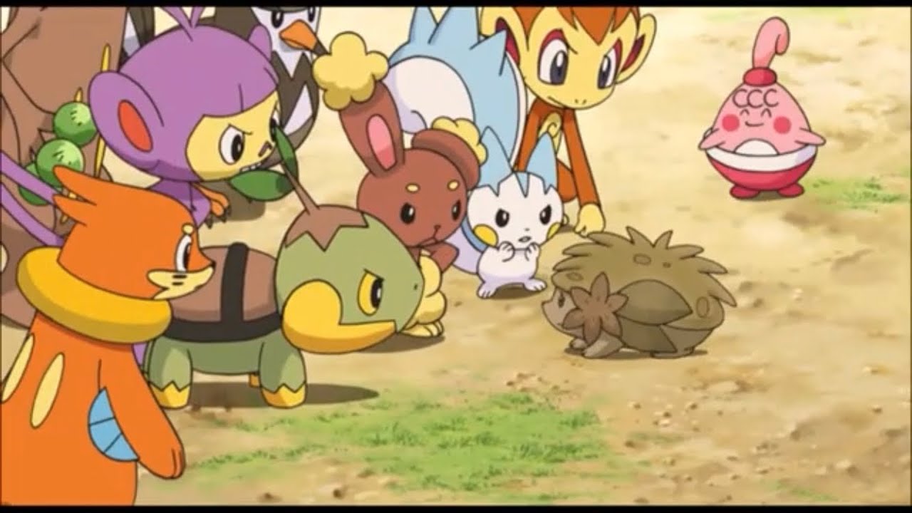 The gangs Pokémon get mad at shaymin & dawn breaks them up. - YouTube