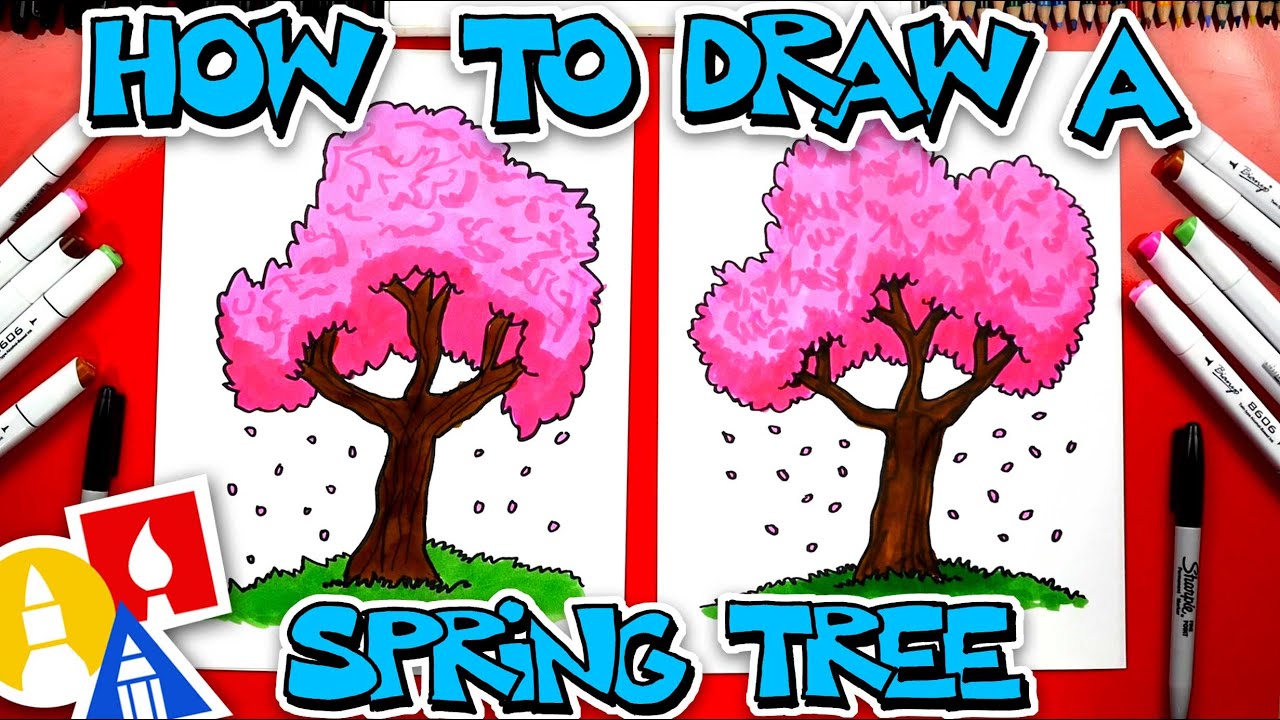 Comment dessiner un arbre de printemps en fleurs de cerisier