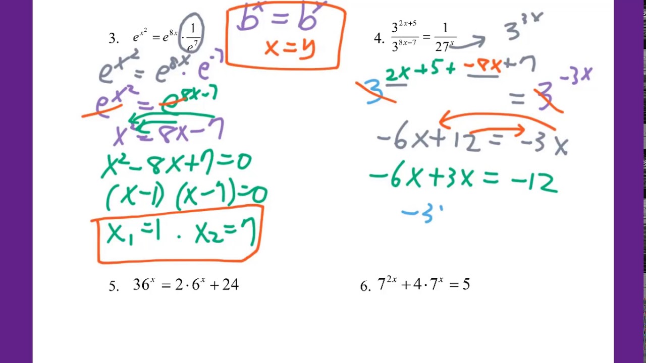 Review for Quiz 2: Solving Expo Equ. without Log - YouTube