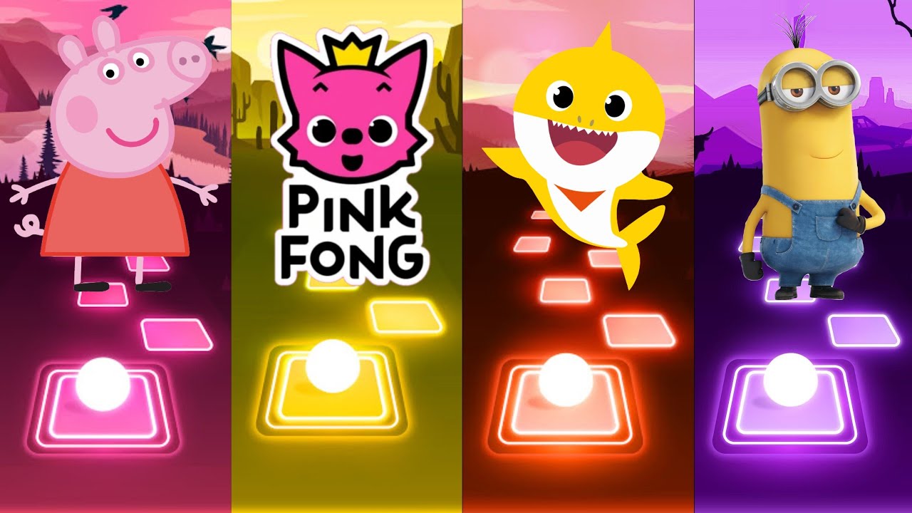 Peppa Pig 🆚 Pinkfong 🆚 Baby Shark 🆚 Minions | Who Is Win 🏅🏆 | Tiles Hop ...