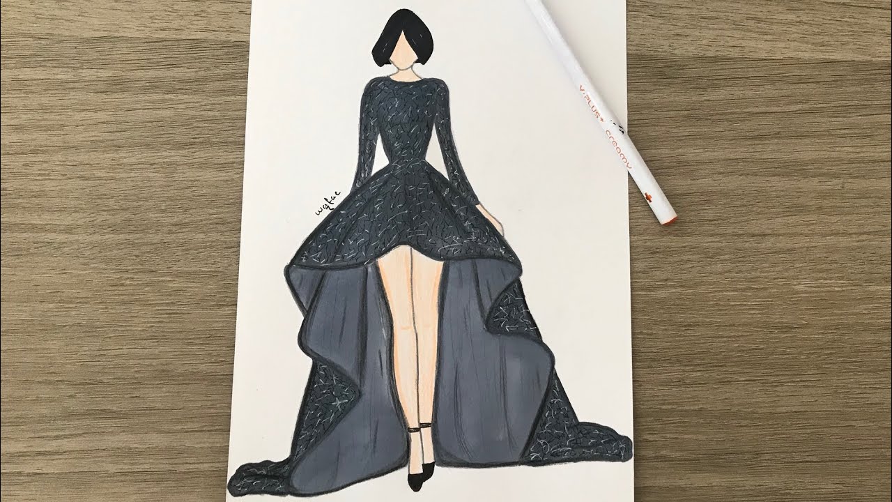 Comment Dessiner Une Robe /How To Draw A Dress/ Wie Zeichnet Man Ein ...