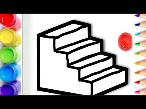 3D Stairs Drawing,how to draw 3d stairs||stairs ki drawing Kaise kare ...