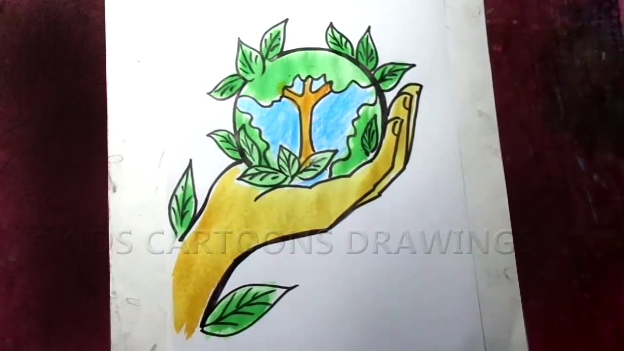 How to Draw Nature Sustainability / Save Nature Poster Drawing Step by ...