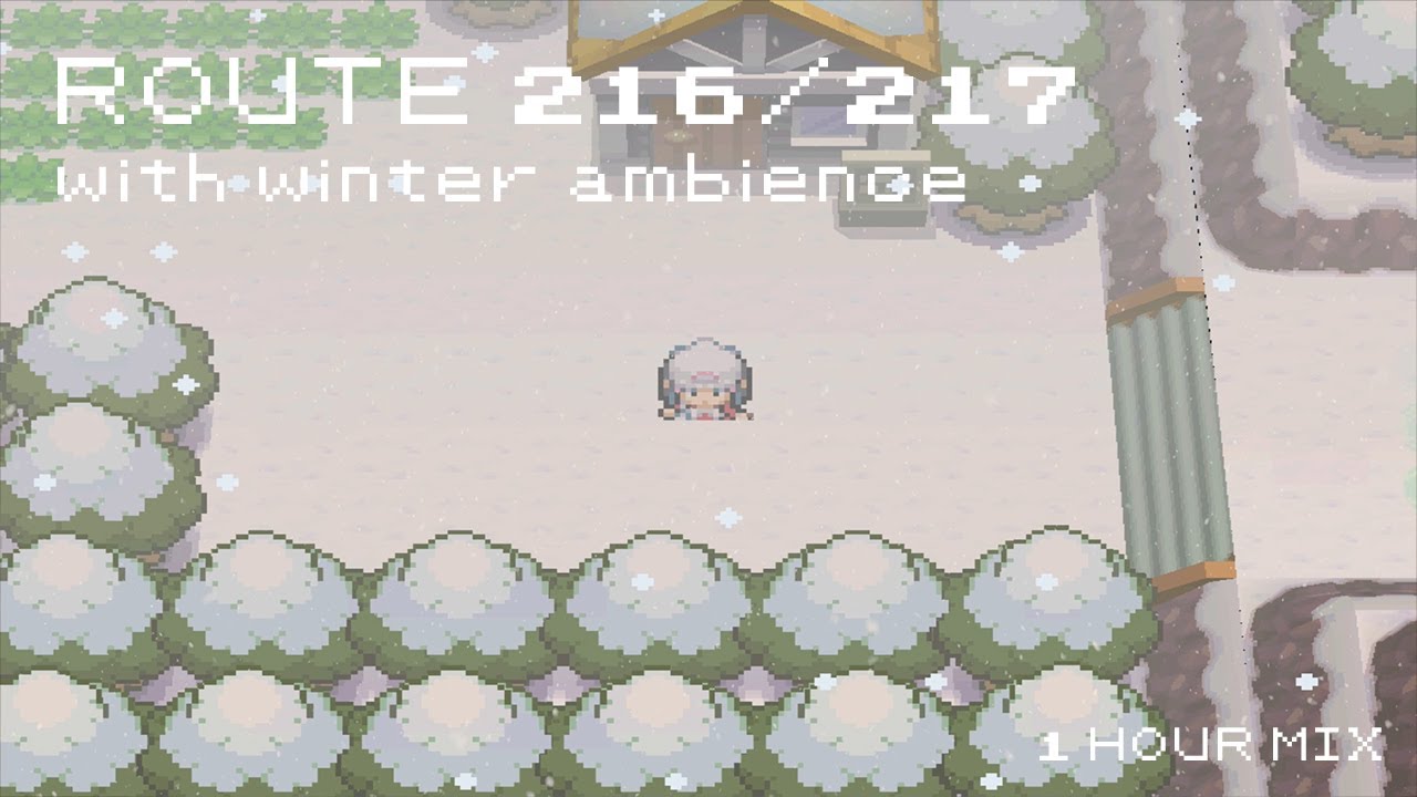 1 Hour Of Route 216/217 (Sinnoh) | Snowstorm & Fireplace Ambience - YouTube