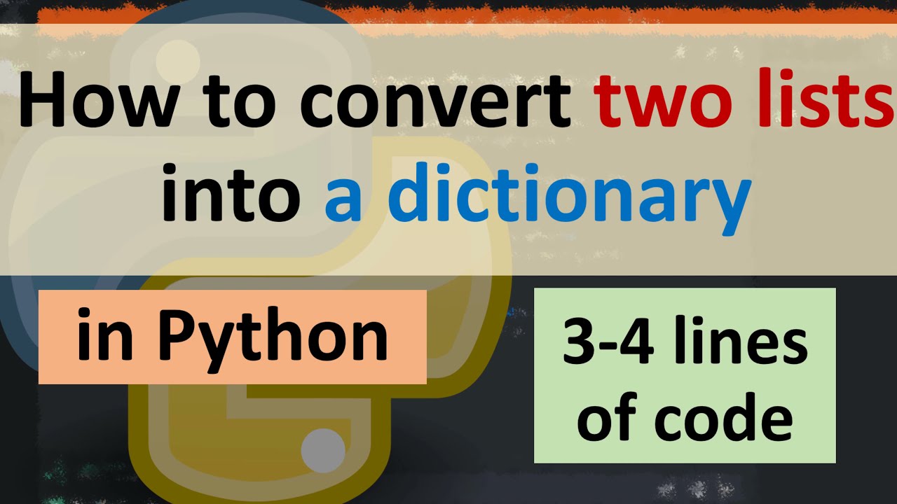 How To Convert Two Lists Into A Dictionary In Python - Youtube