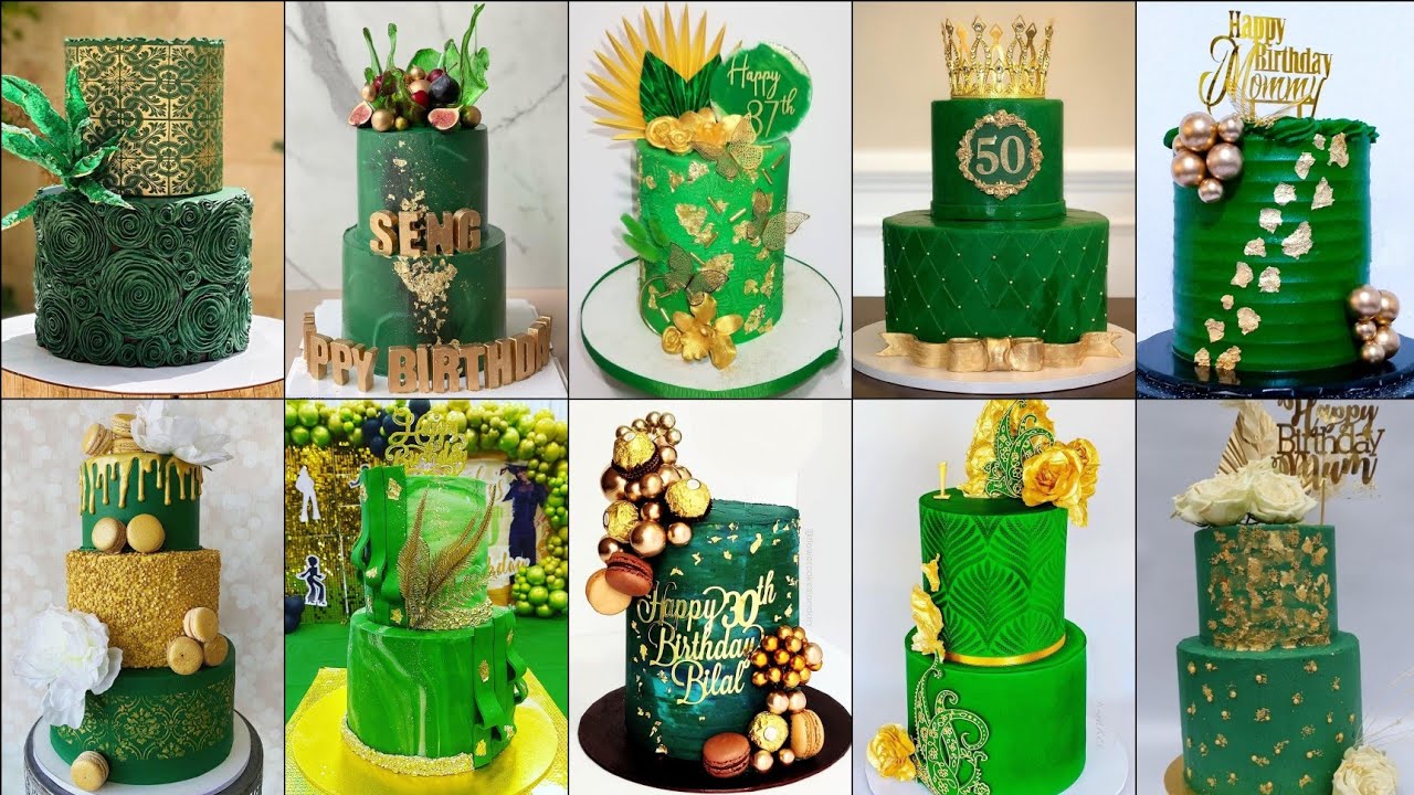 Green & Gold Cake Decoration Ideas/Green Wedding Cake Designs ...