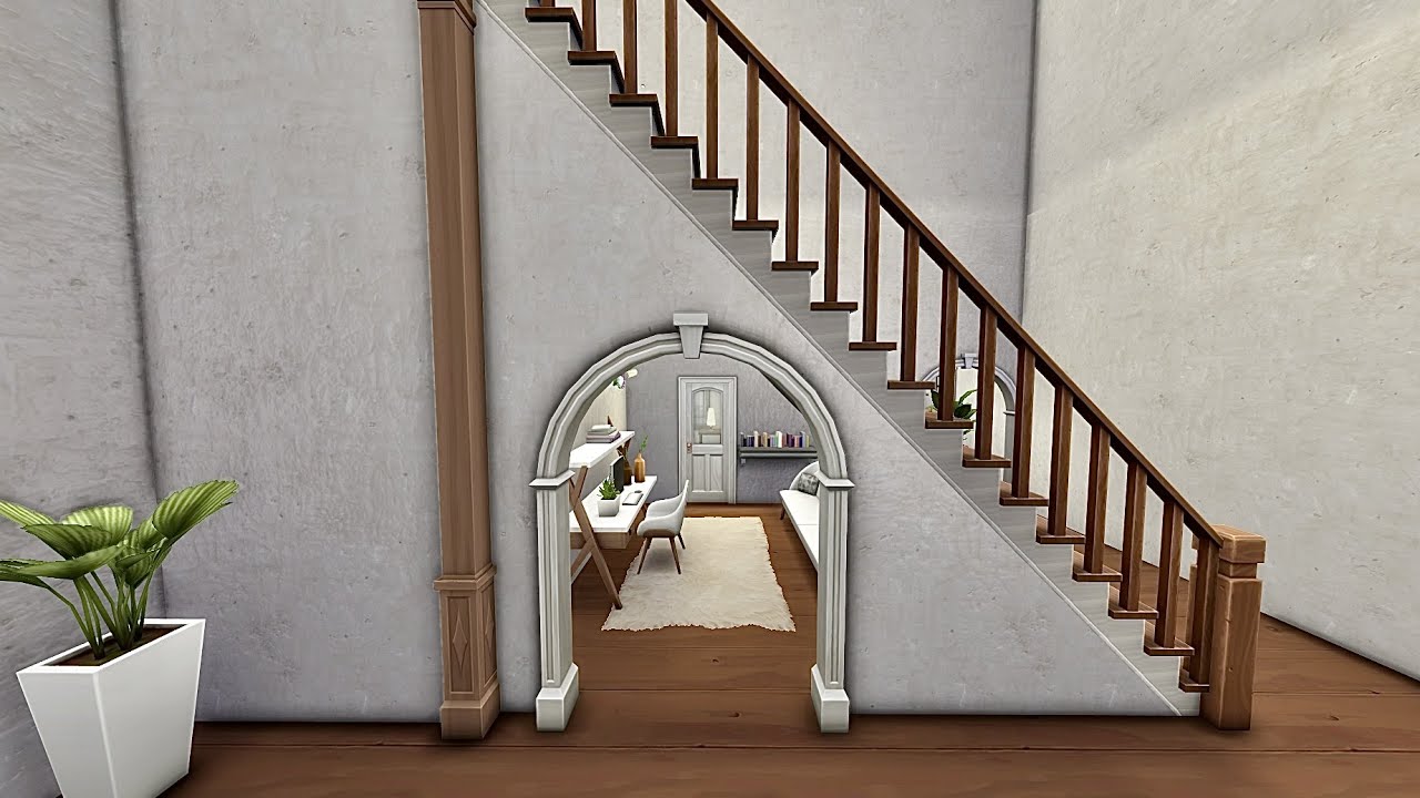 How To Build a Functional Room Under Stairs in The Sims 4 - YouTube