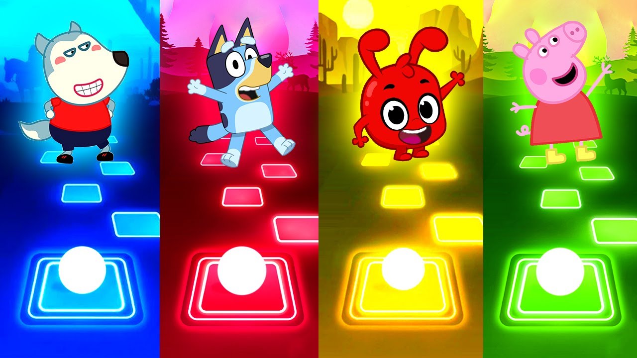 Bluey vs Wolfoo Family vs Morphle vs Peppa Pig | Tiles Hop EDM Rush ...