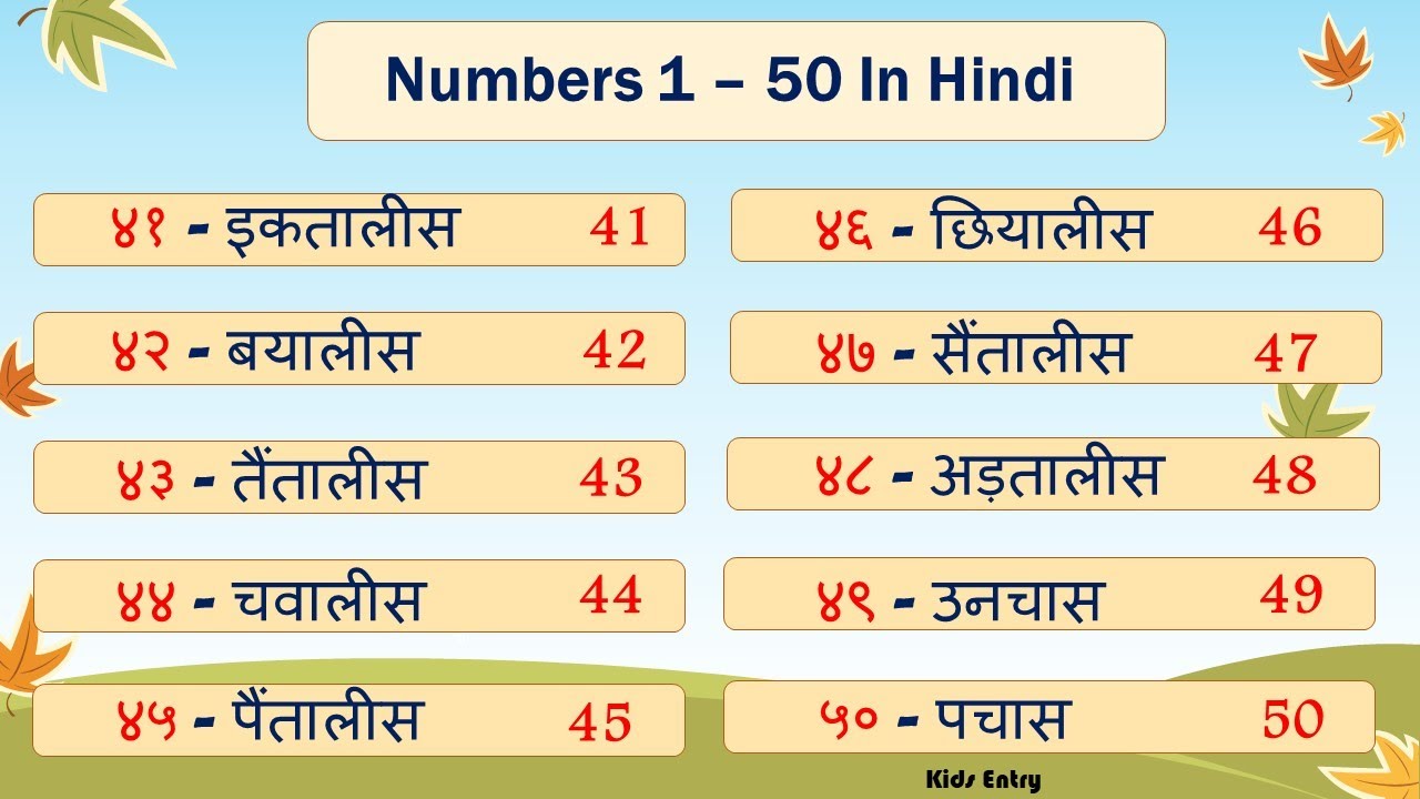 Hindi Number Names 1 to 50। हिंदी गिनती। बच्चों की गिनती