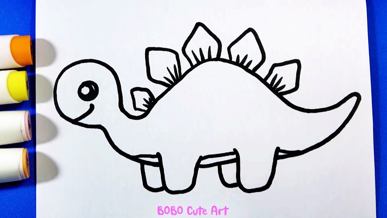 How to Draw a Cute Dinosaur step by step | BOBO Cute Art - YouTube