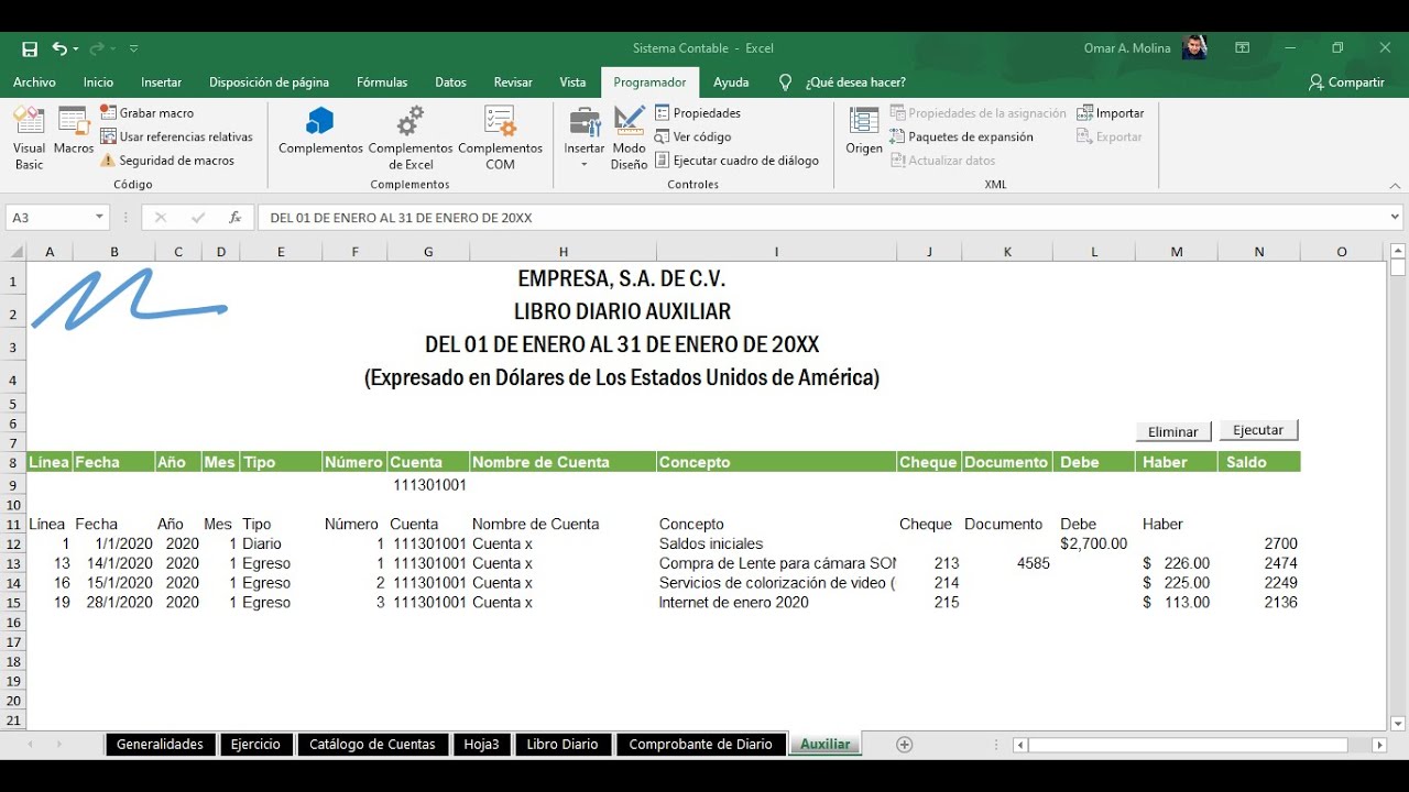 Sistema Contable en Excel Parte III - YouTube