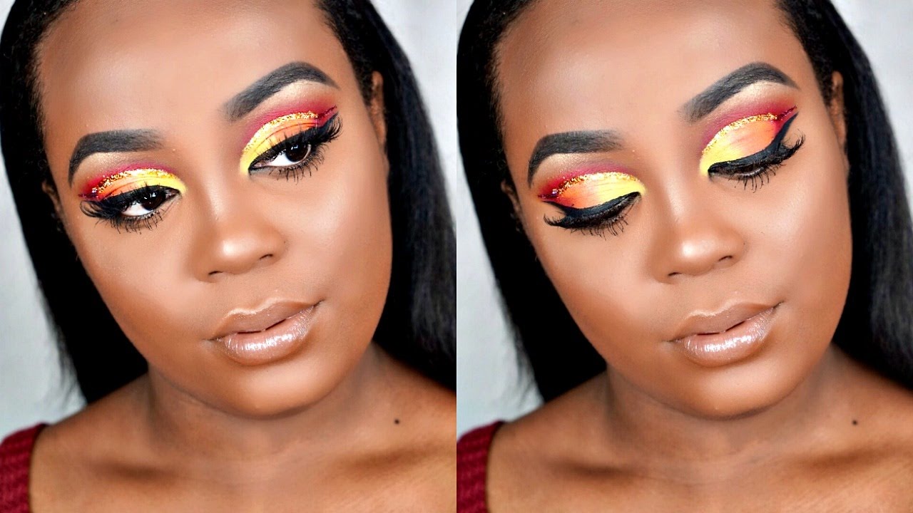 SPRING MAKEUP TUTORIAL Sunset Glitter Cut Crease YouTube