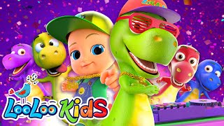 five little dinos dance like zigaloo johny johny yes papa and more kids songs looloo kids