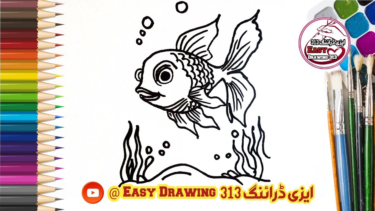 how to draw a fish for kids|drawing fish with colored pencils|easy ...