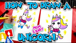 How To Draw A Mom And Baby Unicorn