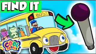  FIND The Microphones!  Wheels On The Bus Sing-A-Long | Find It Games | Cool School