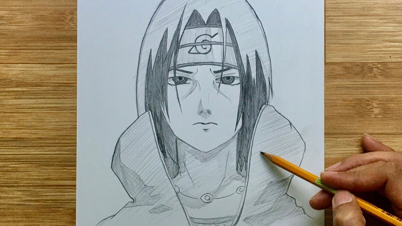 Học cách vẽ Itachi bằng bút chì và màu nước cho người mới bắt đầu