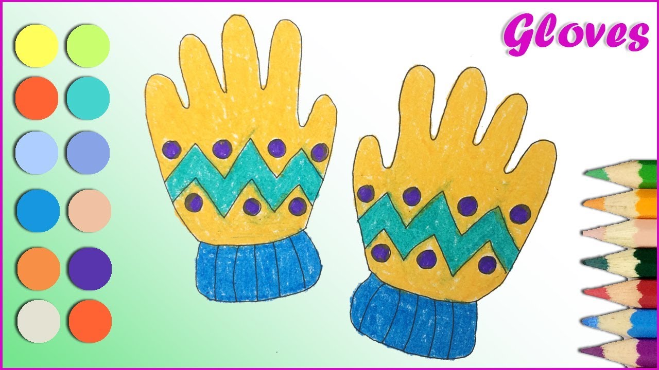 How To Draw And Coloring A Gloves | Drawing And Coloring Pages | Kids Learn Colors