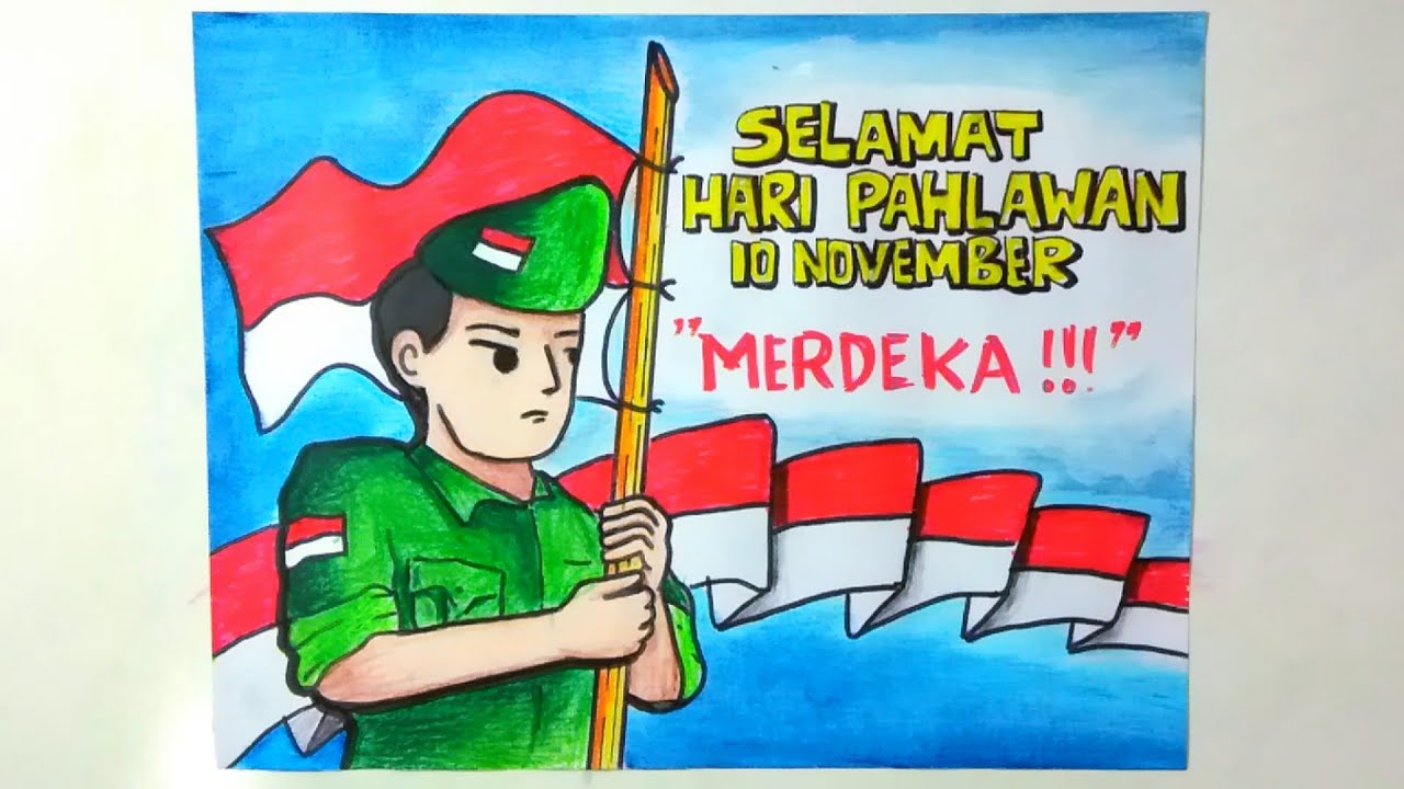 Poster hari pahlawan - menggambar poster hari pahlawan - YouTube