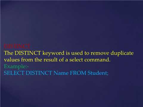 Difference between UNIQUE and DISTINCT Keywords in SQL - YouTube