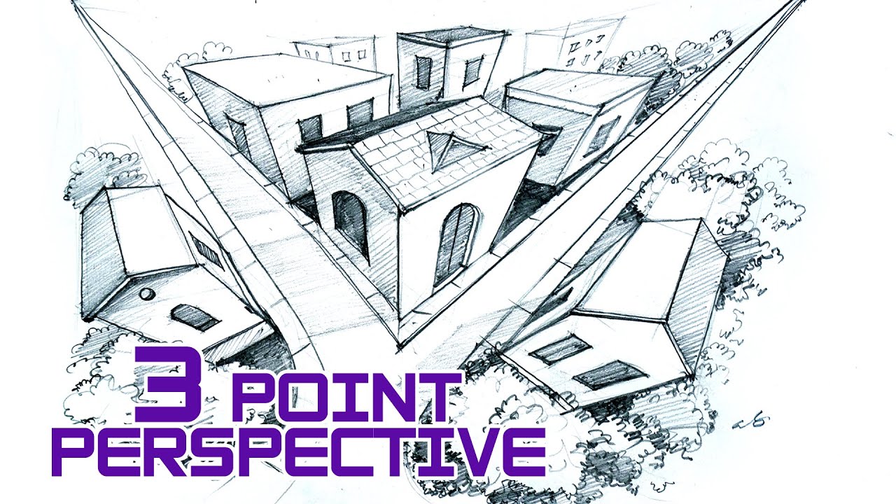 3 Point Perspective Drawing Birds Eye View