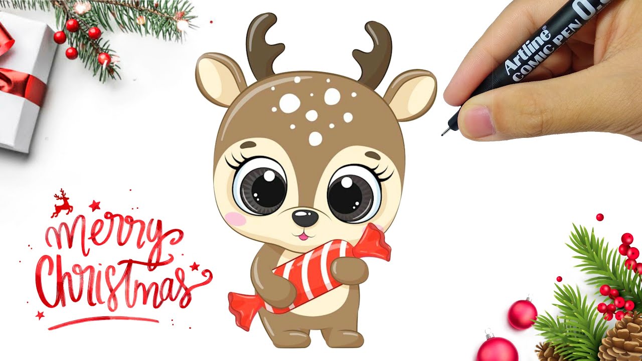 How to draw a Rudolph, How to draw Reindeer Easy, How to draw a ...