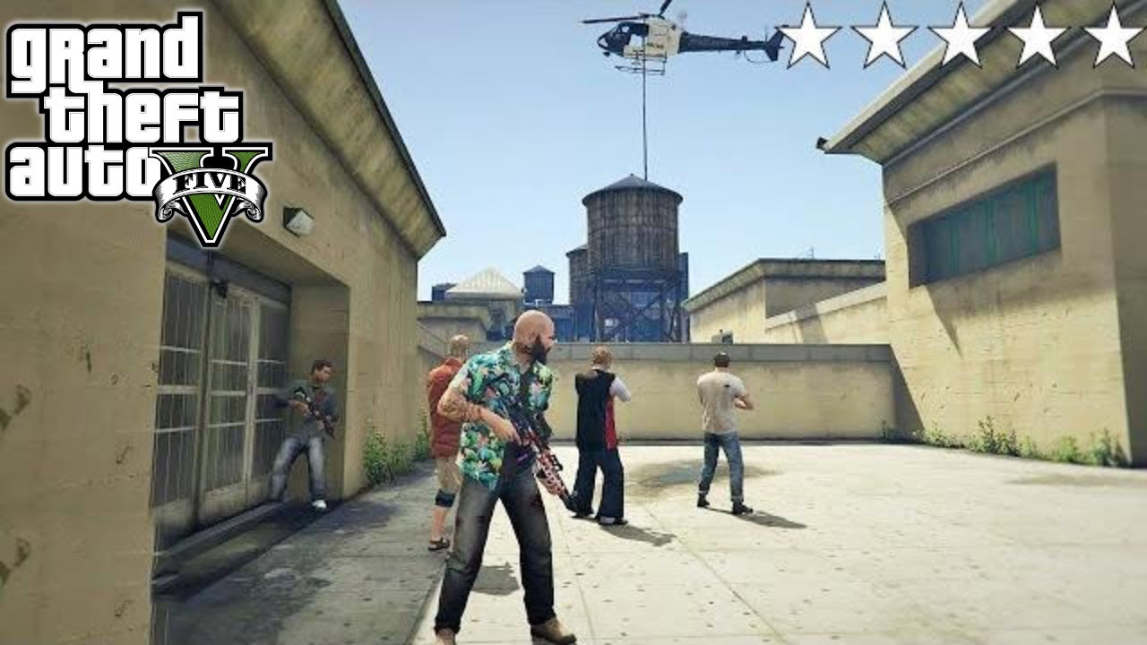 GTA 5 - Franklin, Lamar, Michael, Trevor, Ron and Wade's FIVE STAR COP ...