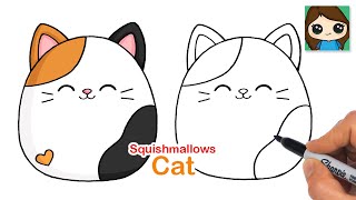 How to Draw a Cute Cat Easy | Squishmallows