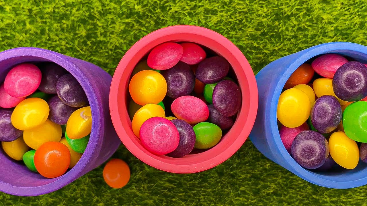 Oddly Satisfying Video | Colourful cups full of Skittles candies - YouTube