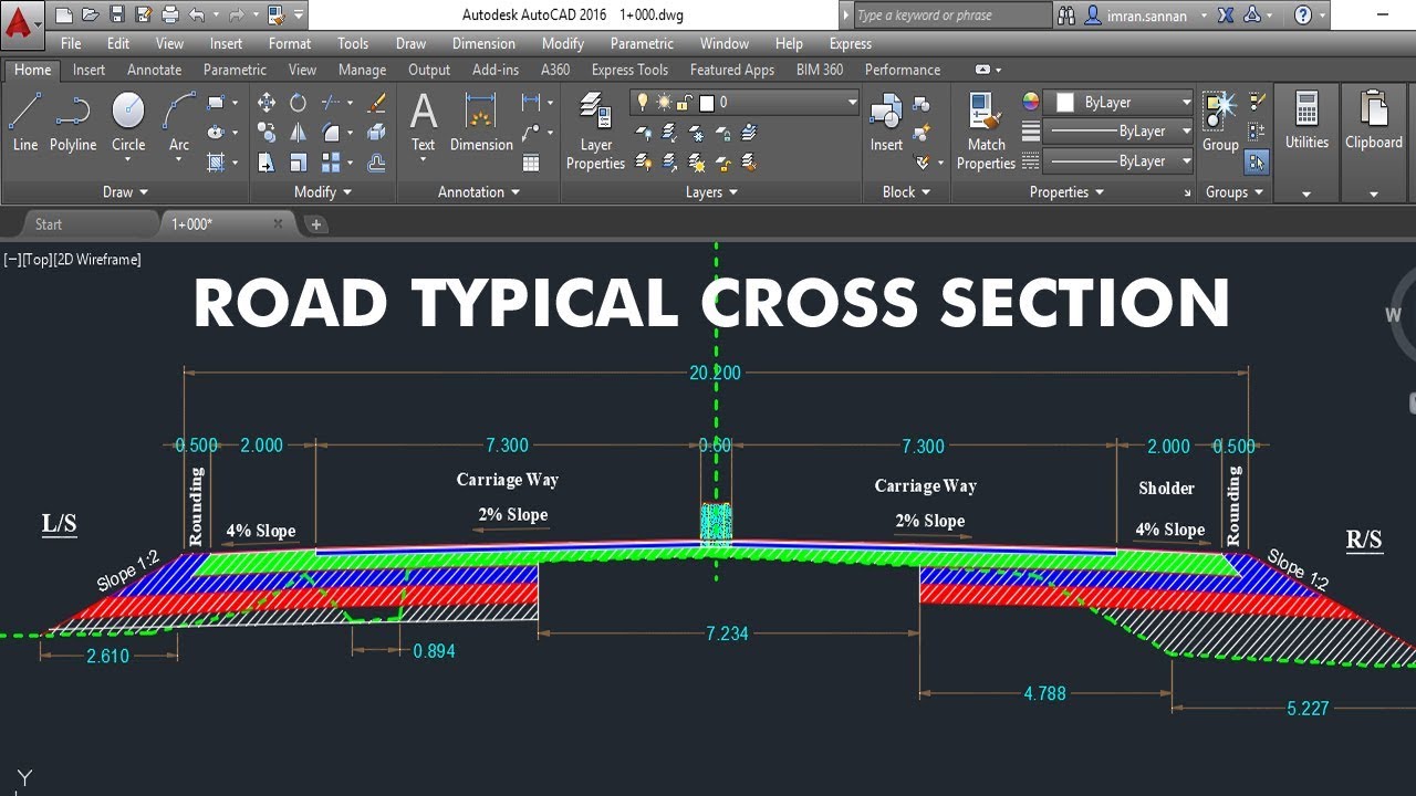 Typical Road Cross Section Drawing