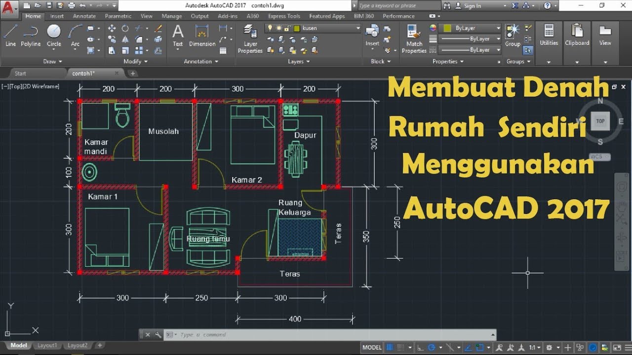 Cara Membuat Denah Rumah Menggunakan AutoCAD 2017 Tutorial AutoCAD