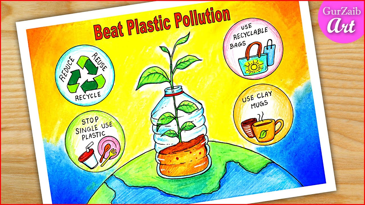 Beat Plastic Pollution Drawing / stop plastic poster chart project ...