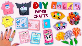 16 DIY PAPER CRAFTS - Sanrio Mini Backpack - Kawaii School Supplies - BTS Wallet and more...