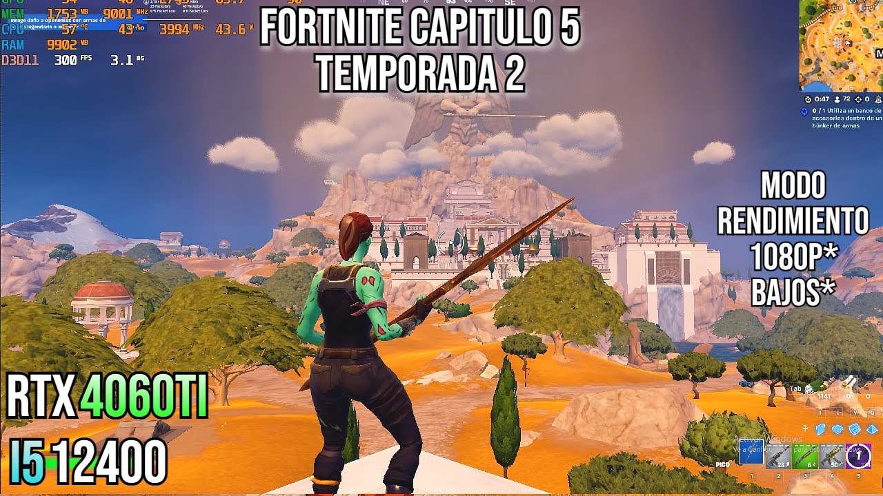 Fortnite Capitulo 5 Temporada 2 - RTX 4060TI + i5 12400 ,1080p , Modo ...