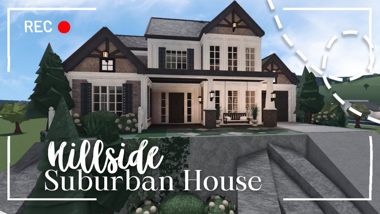 hillside two story suburban family house exterior - bloxburg build ...