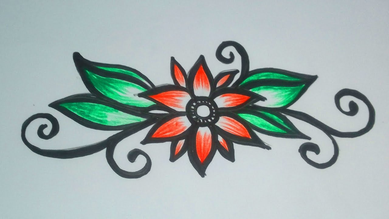 Beautiful flower designs drawing | Simple flower drawing with ...