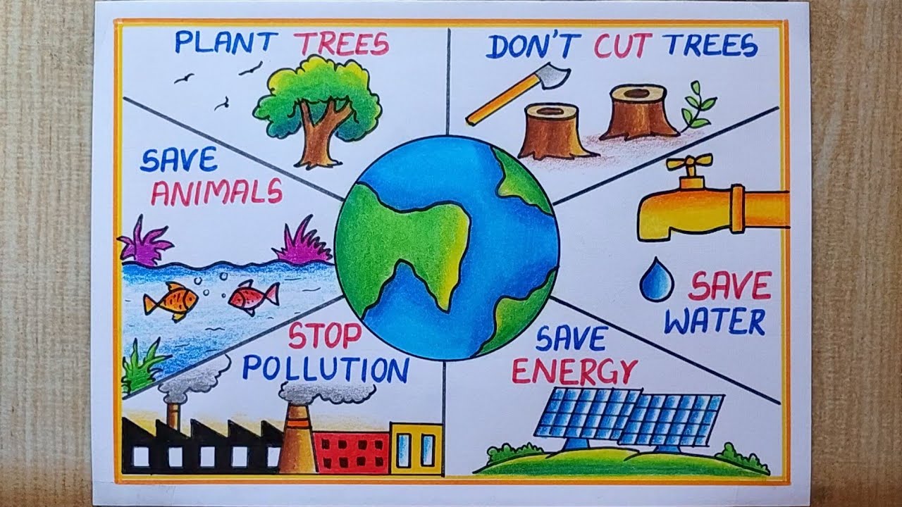 Earth Day drawing| World Earth Day Poster drawing| Save earth poster ...