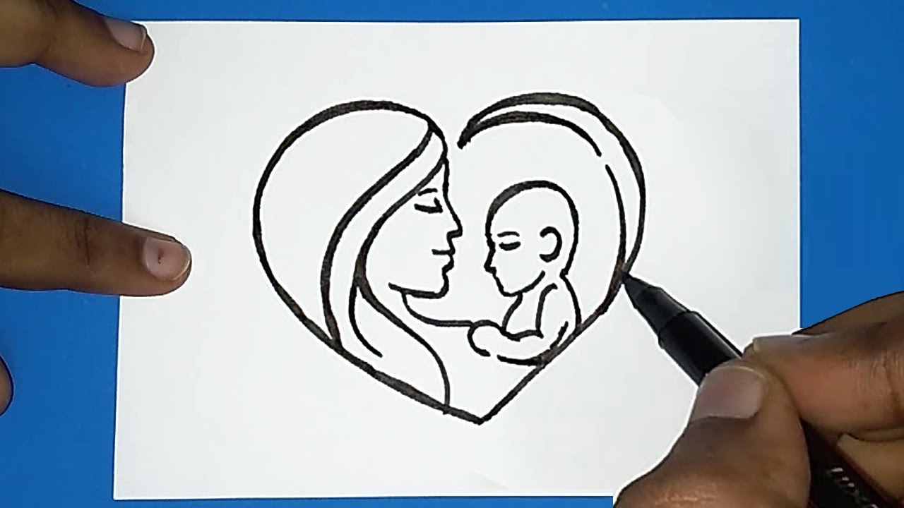 Cute Easy Things To Draw For Mother's Day ~ How To Draw Teddy Loves Mom ...