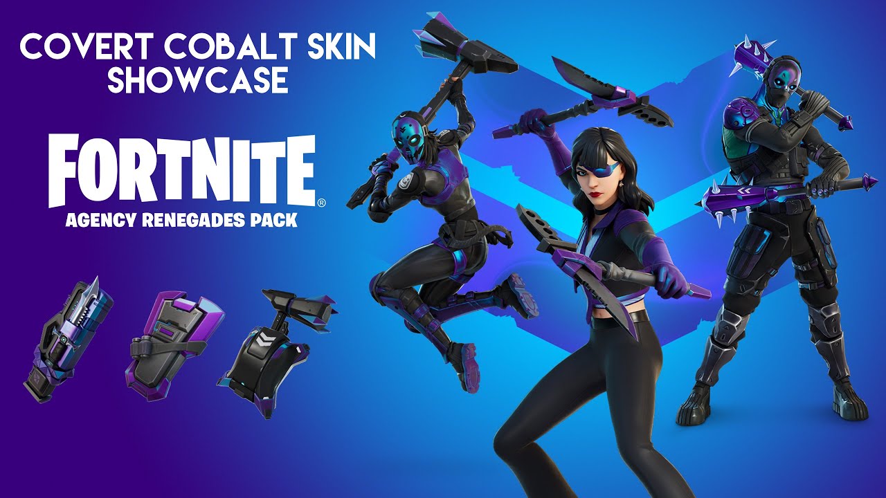 Covert Cobalt Skin Showcase In Fortnite (Agents Renegade Pack ) - YouTube