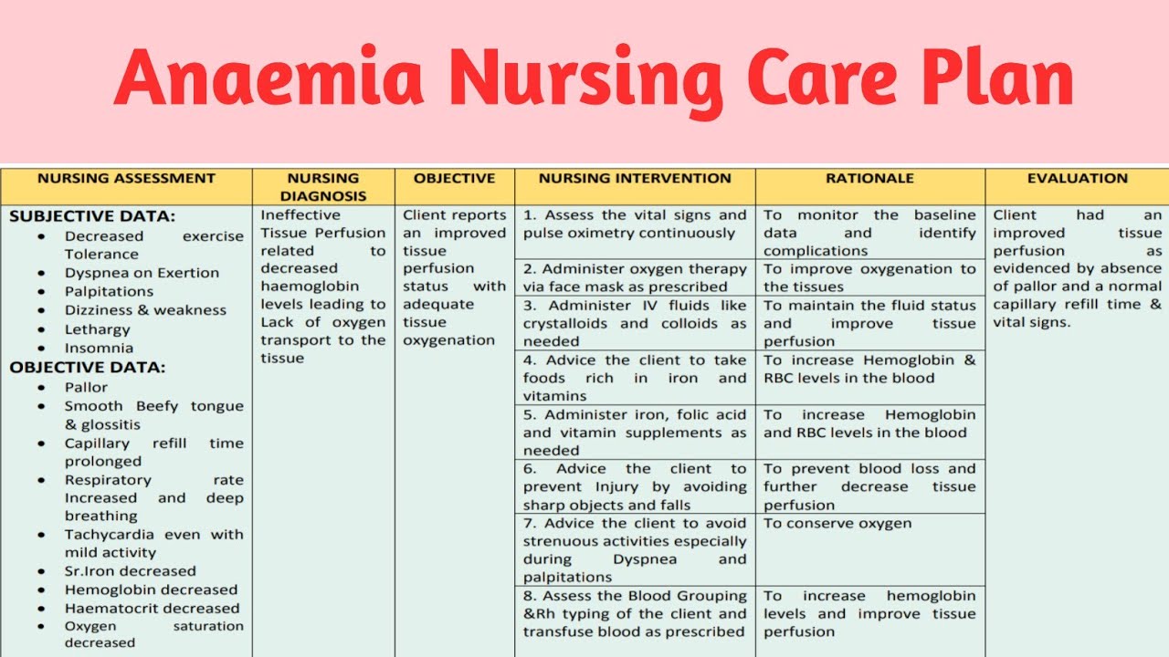 Anemia Nursing Care Plan Nursing Care Plan Examples Nanda Nursing ...