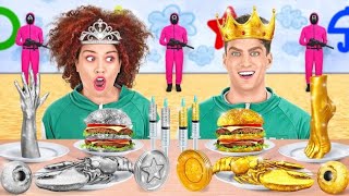 SQUID GAME WINNERS Eats $456.000 Meal || Only Gold and Silver Food by 123 GO! CHALLENGE