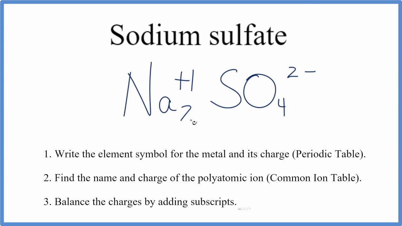 How To Write The Formula For Na2so4 Sodium Sulfate Youtube