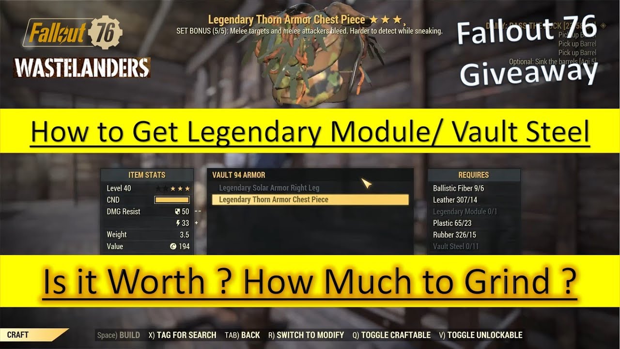 How to get legendary modules fallout 76