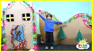 Giant Christmas Box Fort Challenge and Cardboard Sleigh with Ryan