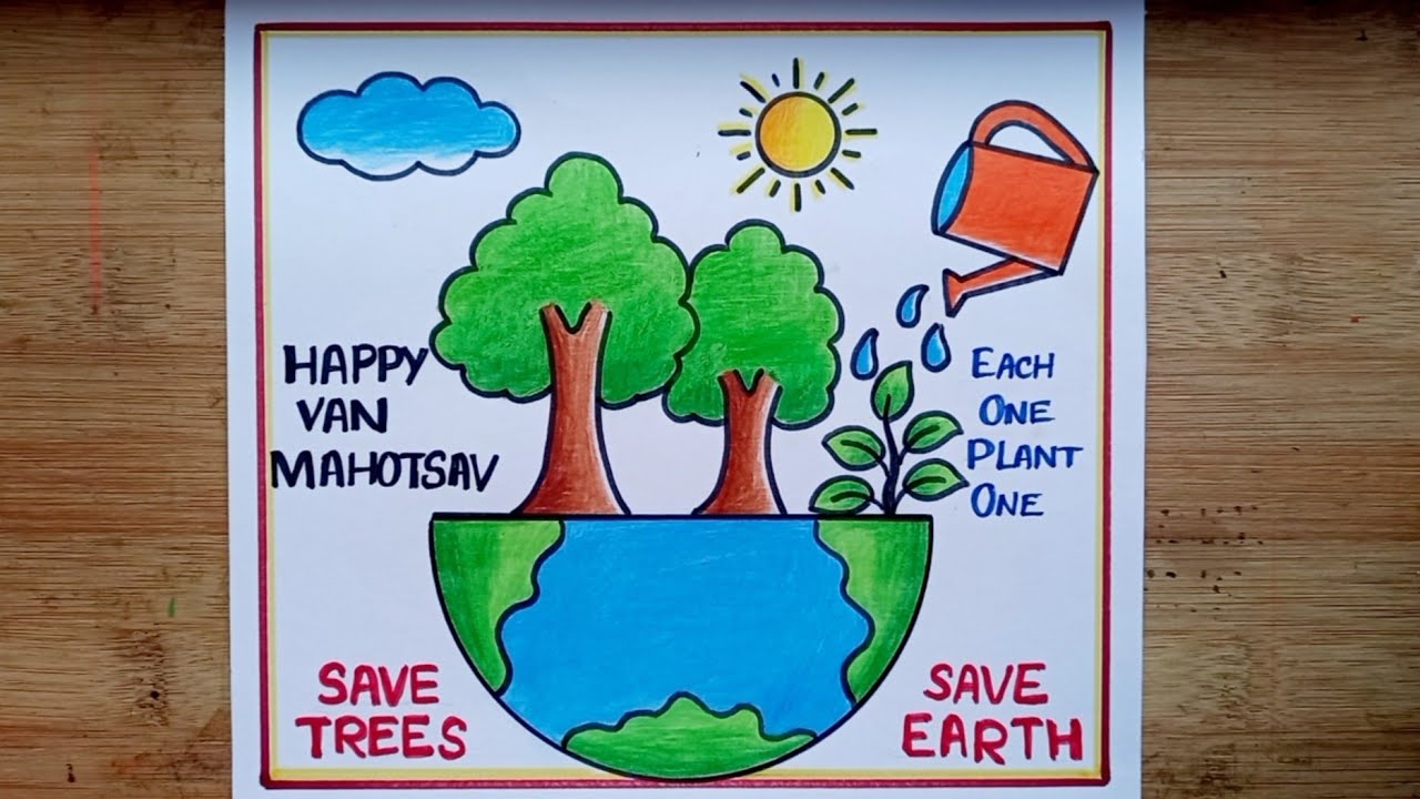 Van Mahotsav Poster Drawing/ Happy Van Mahotsav Drawing/ Save Trees ...