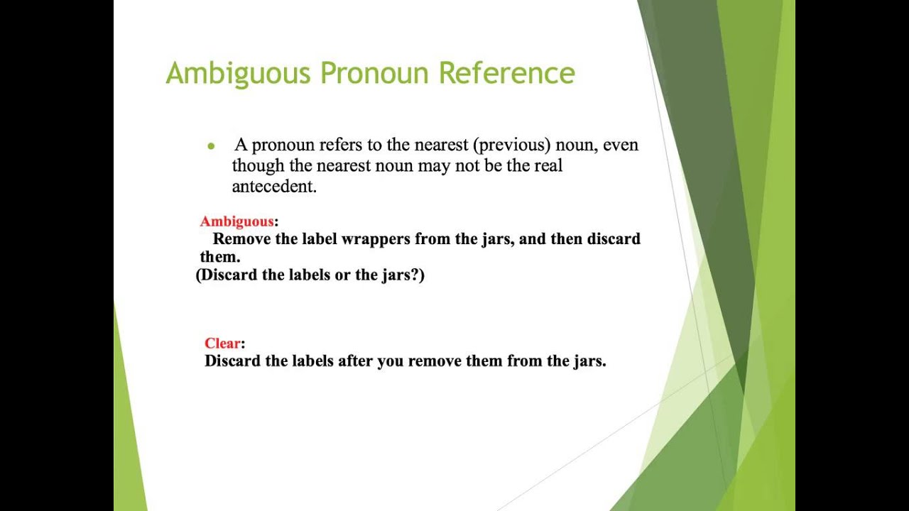 Vague and Ambiguous Pronoun Reference - YouTube