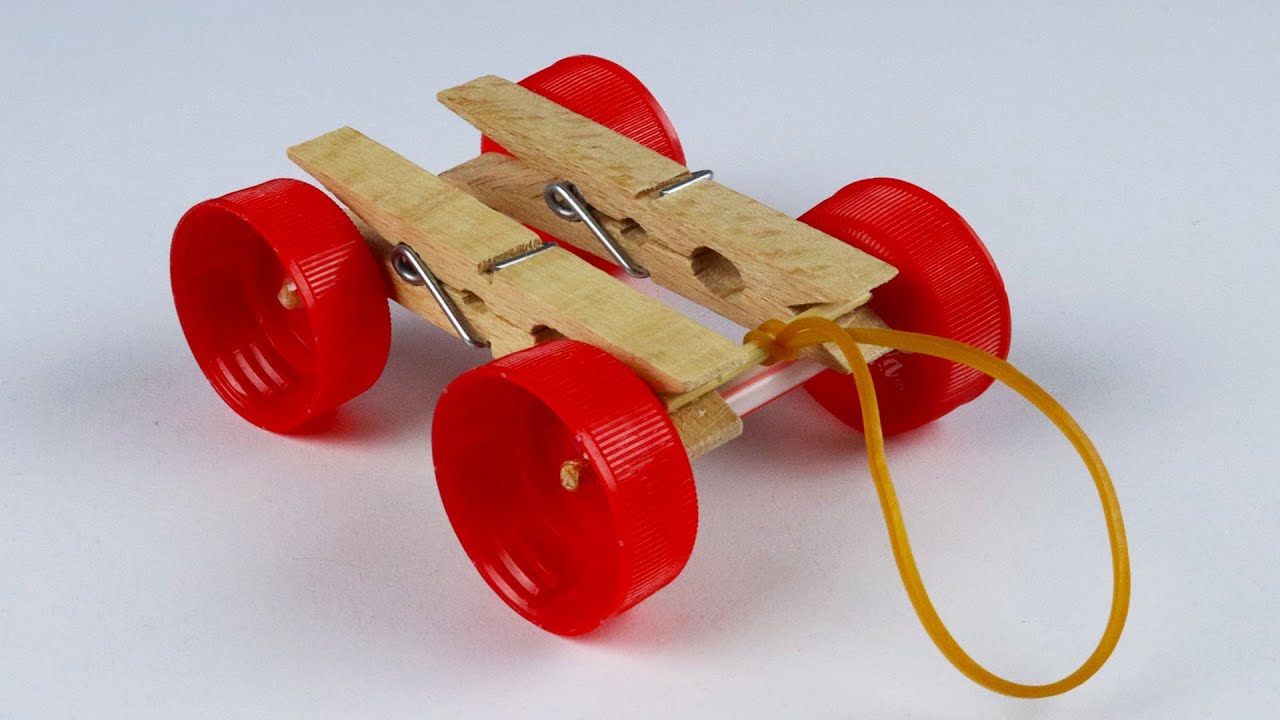 How To Make a Mini Latch Rubber Band Car - DIY TOYS CAR - YouTube