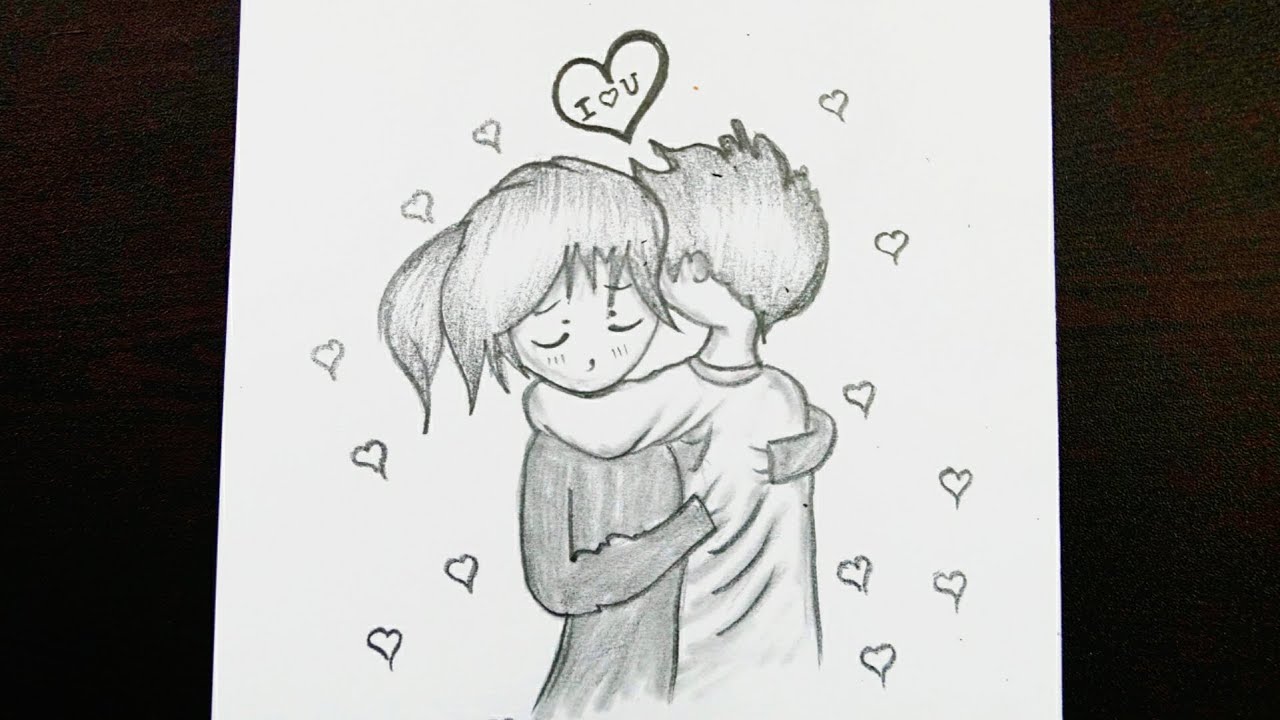 Couple Hugging Drawing Easy