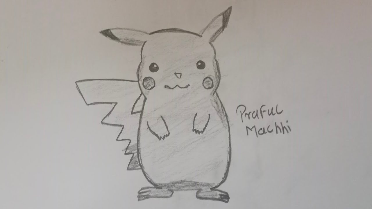 Pikachu pencil drawing// pikachu cartton penting// how to draw pikachu ...